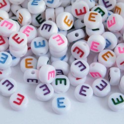 7mm Acrylic Alphabet Beads - E - Mixed Colour - Pack of 40