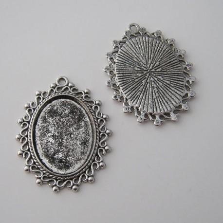 Oval Cabochon Setting - Antique Silver Tone (fits 25x18mm) - Pack of 1