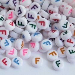 7mm Acrylic Alphabet Beads - F - Mixed Colour - Pack of 40