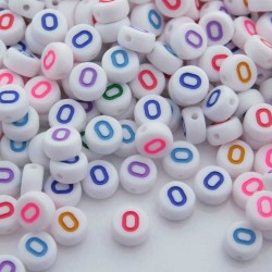 7mm Acrylic Alphabet Beads - O - Mixed Colour - Pack of 40