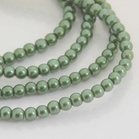 4mm Value Glass Pearl Beads - Sage Green - 76cm strand