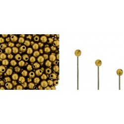 2mm Half Drilled Finial Czech Glass Beads - Matt Metallic Antique Gold - 5g