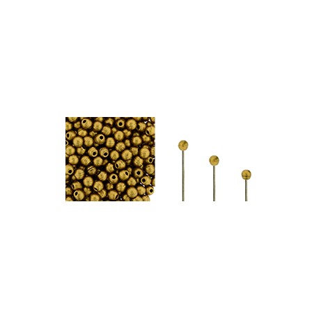 2mm Half Drilled Finial Czech Glass Beads - Matt Metallic Antique Gold - 5g