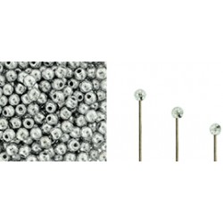 2mm Half Drilled Finial Czech Glass Beads - Silver - 5g