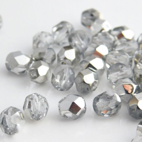 6mm Fire Polished Czech Glass Beads - Crystal Labrador - Pack of 50