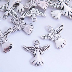 20mm Angel Charm - Antique Silver Tone - Pack of 6