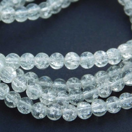 4.5mm Glass Crackle Beads - Clear - 75cm strand