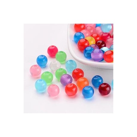 8mm Round Resin Beads - Mixed Colours - Pack of 50