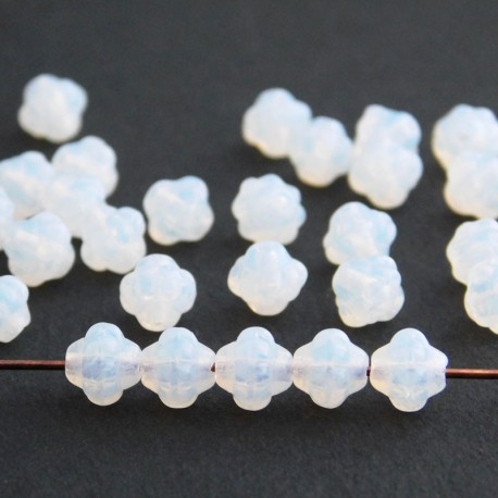 6mm Small Saturn Czech Glass Beads - White Opal - Pack of 30