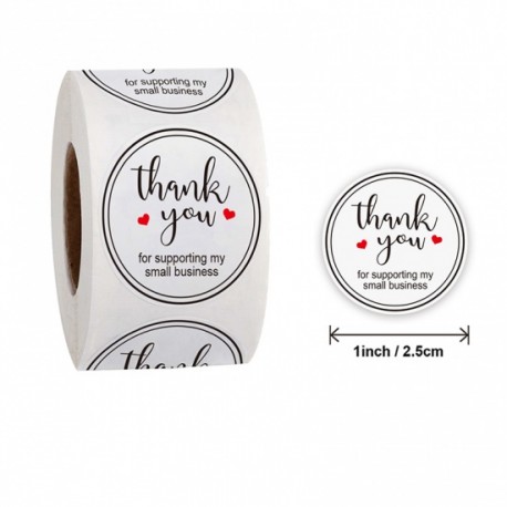 Thank You Stickers - 2.5cm - Reel of 500
