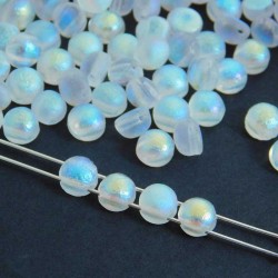 6mm Cabochon 2 Hole Beads - Crystal Full AB - Pack of 10