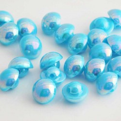 10mm - Acrylic Blue AB Dome Shank Buttons - Pack of 10