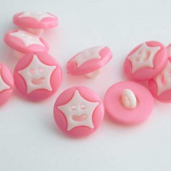 Acrylic Pink Star Buttons - 14mm - Pack of 10