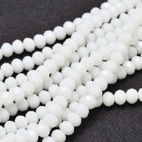 4mm x 6mm Crystal Rondelle Beads - Opaque White - 21cm Strand