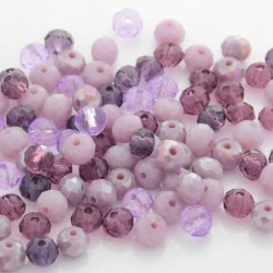 4mm x 6mm Crystal Rondelle Beads - Mixed Shades of Purple - Pack of 100