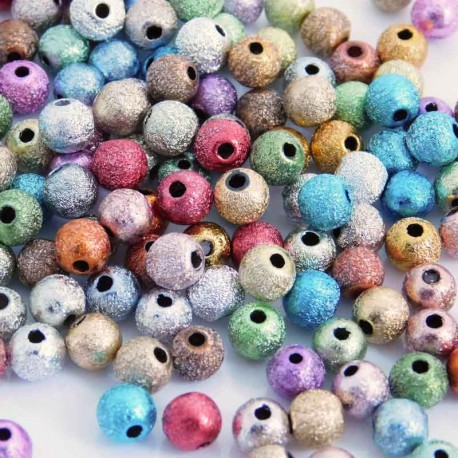 6mm Round Acrylic Stardust Beads - Mixed Colours - Pack of 100