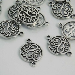 20mm Filigree Swirl Connector - Antique Silver Tone - Pack of 1