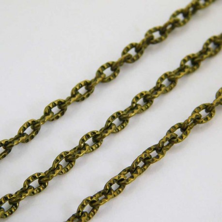 Bronze Tone Textured Cable Chain - 4mm x 3mm - 2 metres