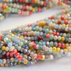 2mm x 2.5mm Crystal Glass Rondelles - Pearl Lustre Mix - 35cm strand