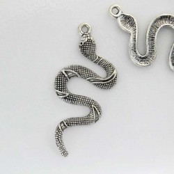 54mm Snake Pendant - Antique Silver Tone - Pack of 1