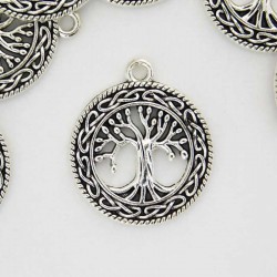 25mm Celtic Knot Tree of Life Charm - Antique Silver Tone - Pack of 1
