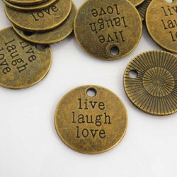 19mm "Live Laugh Love" Charm - Bronze Tone - Pack of 1