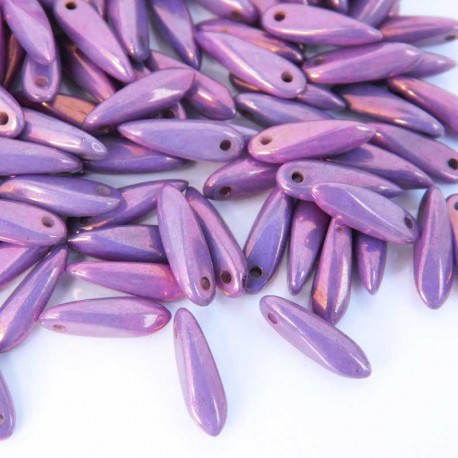 Czech Glass Dagger Beads 3mm x 10mm - Chalk Lila Vega - Pack of 50