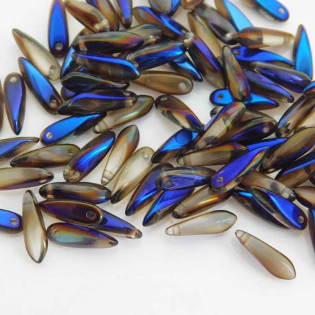 Czech Glass Dagger Beads 3mm x 10mm - Crystal Azuro - Pack of 25