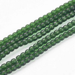 4mm Round Glass Beads - Dark Green - 30.5cm strand