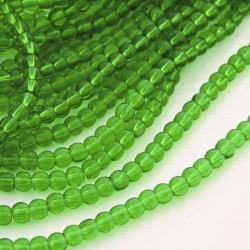 4mm Round Glass Beads - Green - 27cm strand
