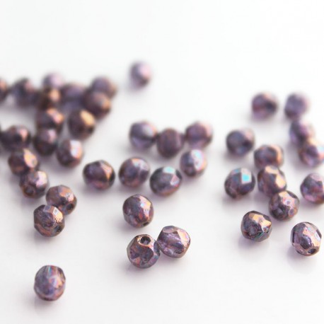 4mm Fire Polished Czech Glass Beads - Violet Iris Lustre - Pack of 50