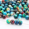 6mm Marbled Glass Beads - Blue Green Turquoise Multicoloured - Pack of 60