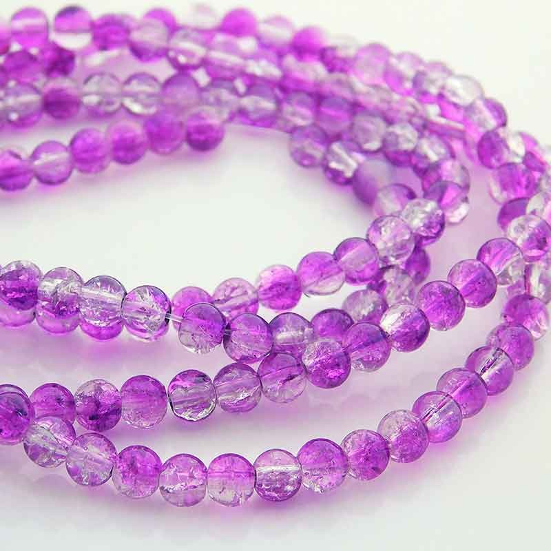 Niziky 100PCS 8MM Mixed Glass Beads - Crackle, Aurora & Matte Beads For Jewelry Making