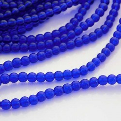4mm Round Glass Beads - Cobalt Blue - 27cm strand