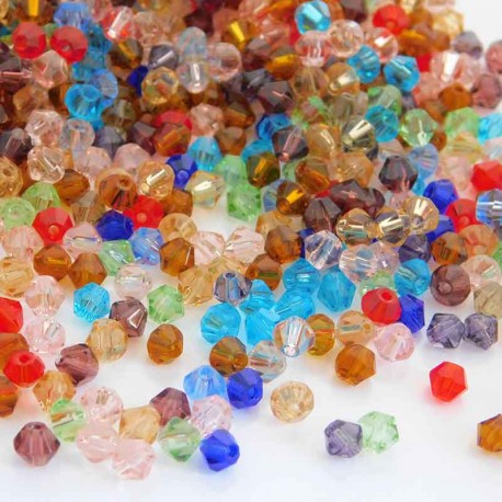 4mm Glass Bicone Beads - Mixed Colours - Pack of 80