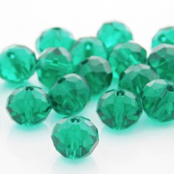 8mm x 10mm Crystal Glass Rondelles - Emerald Green - Pack of 10