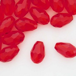12mm Crystal Glass Teardrop Beads - Deep Red - Pack of 10