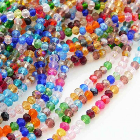 3mm x 4mm Crystal Glass Rondelles - Pearlised Mix - 41cm strand