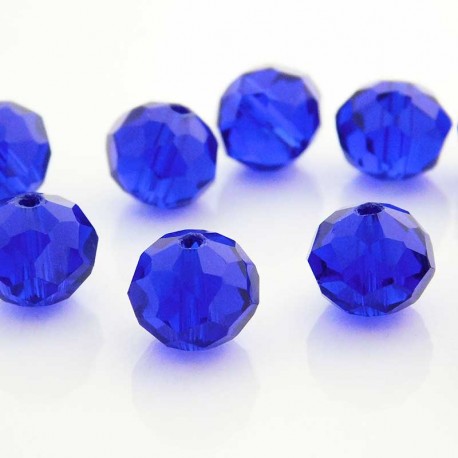 8mm x 10mm Crystal Glass Rondelles - Cobalt Blue - Pack of 10
