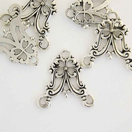 20mm Ornate Connector - Antique Silver Tone - Pack of 1