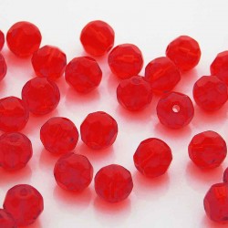 8mm Faceted Round Glass Beads - Red - Pack of 40