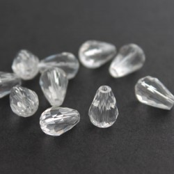 11mm Crystal Glass Teardrop Beads - Clear - Pack of 10