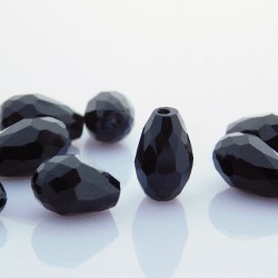 12mm Crystal Glass Teardrop Beads - Black - Pack of 10