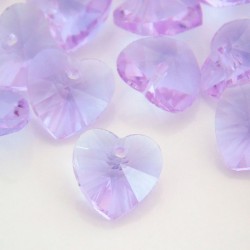 10mm Crystal Glass Hearts - Lilac - Pack of 4
