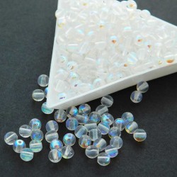 4mm Czech Round Beads - Crystal AB - Pack of 50