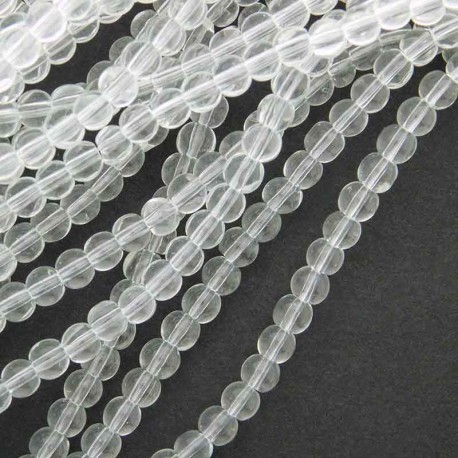 4mm Round Glass Beads - Clear - 29cm strand