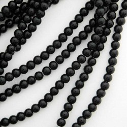 4mm Round Glass Beads - Black - 30cm strand