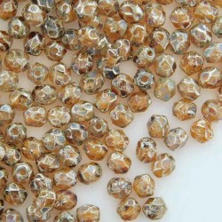 4mm Fire Polished Czech Glass Beads - Crystal Picasso - Pack of 50