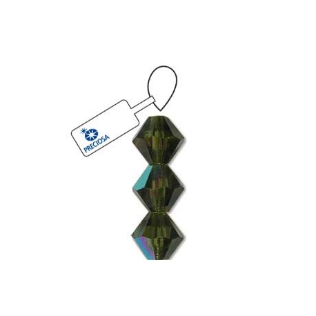 Preciosa 4mm Bicone Beads - Olivine AB - Pack of 31