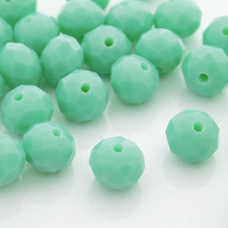 8mm x 10mm Crystal Glass Rondelles - Green Turquoise - Pack of 10